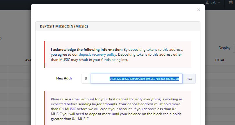 Musicoin Wallet on Bittrex