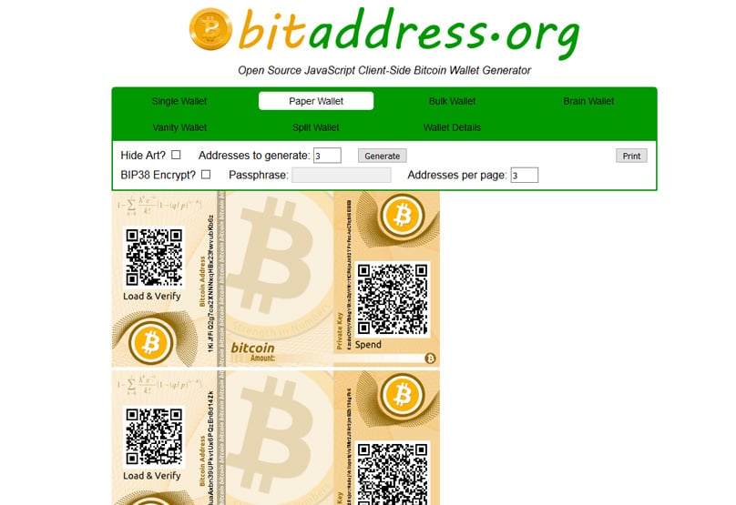 Bitcoin Paper Wallet