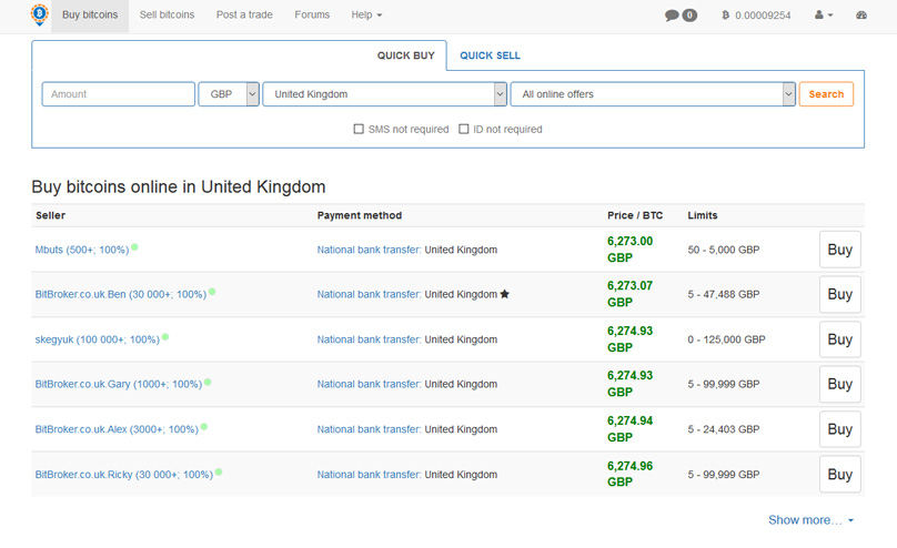 Search for Sellers