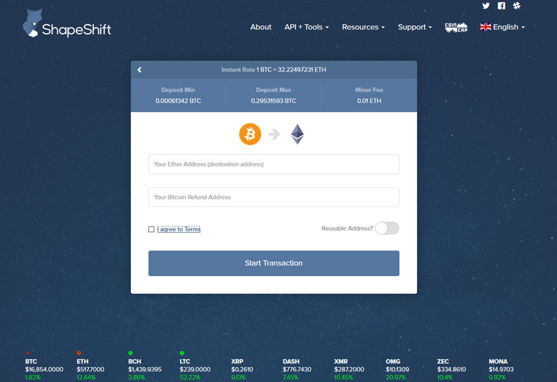 Shapeshift Exchange