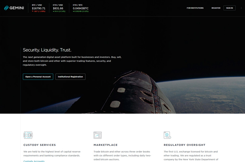 Gemini Exchange Website