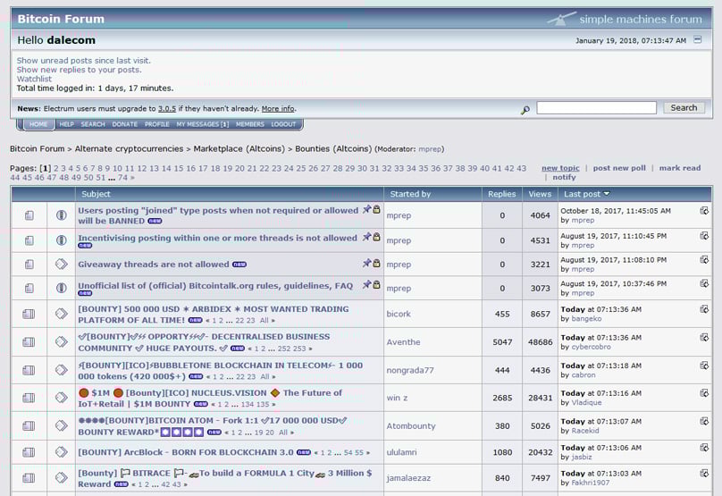 BitcoinTalk награды