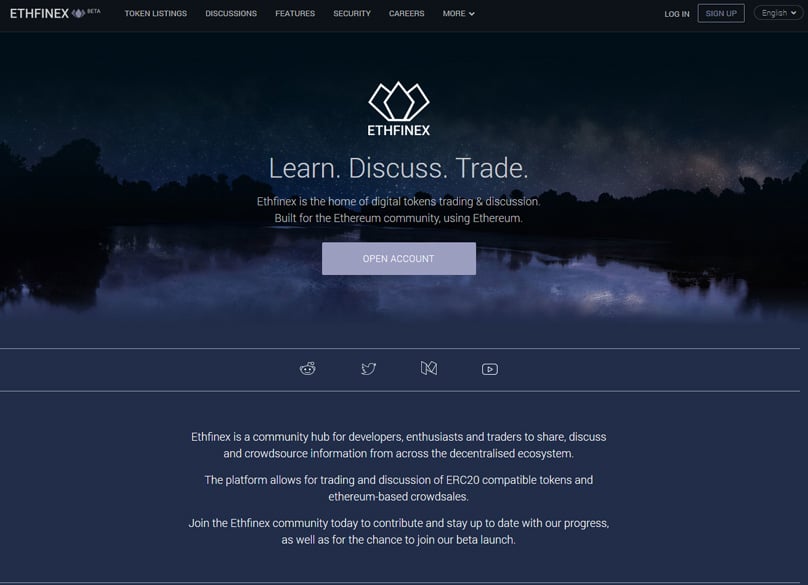 Ethfinex Website