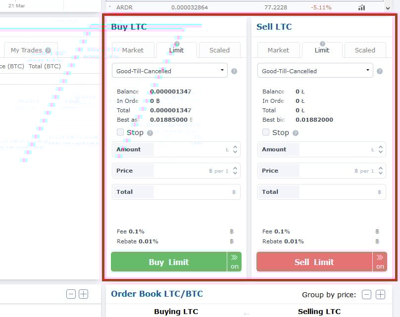 HitBTC Buy & Sell