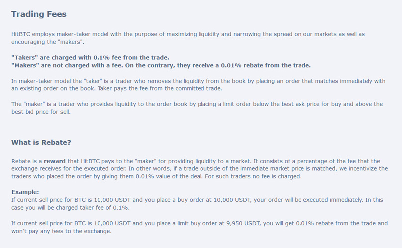 HitBTC Fees