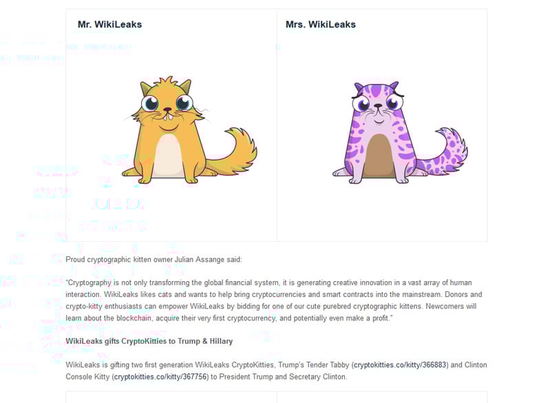 Wikileaks Cryptokitties