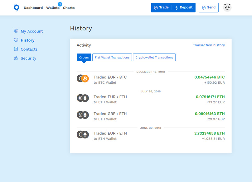 BitPanda Account History