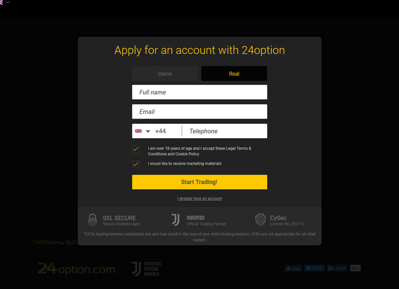 24option Account Signup
