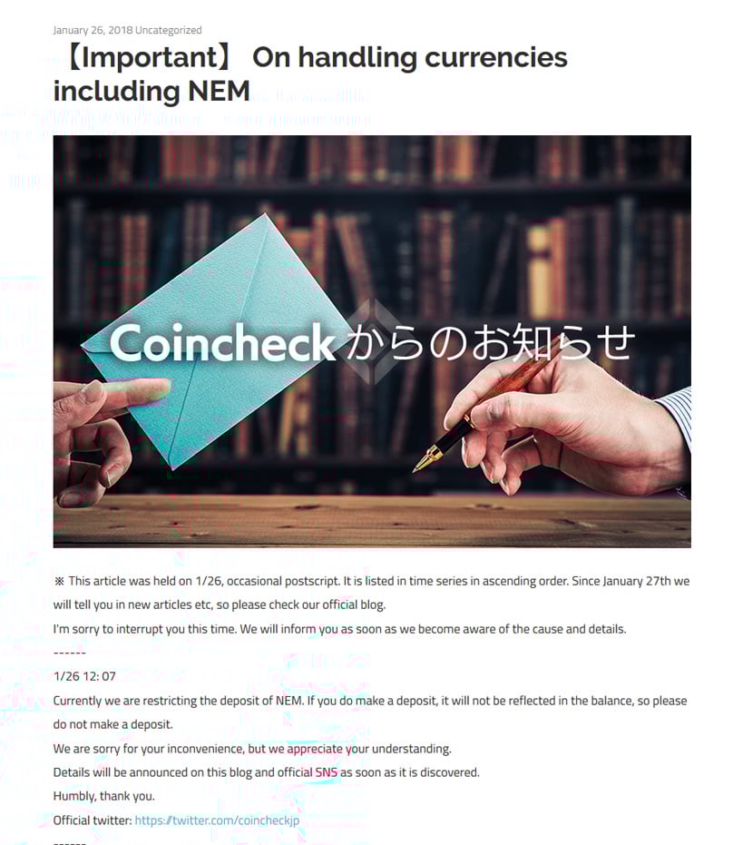 Coincheck Hack Blog Post