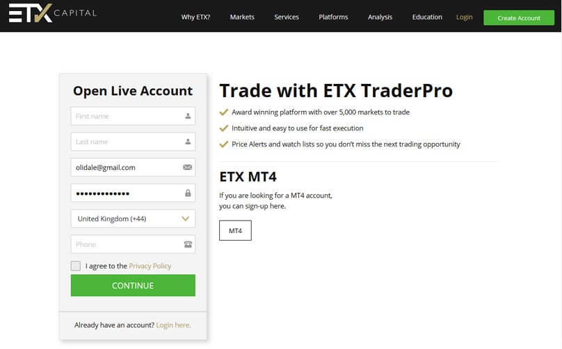 ETX Capital Accounts