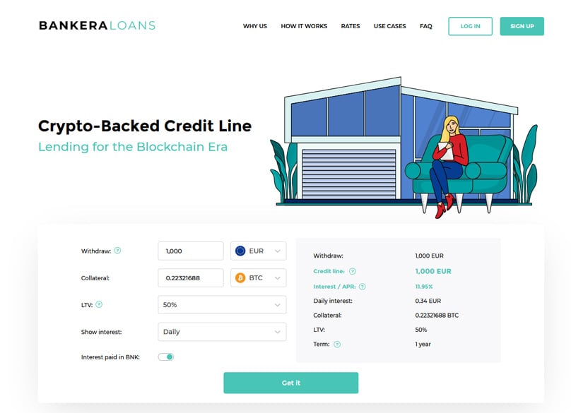 Bankera Loans Homepage