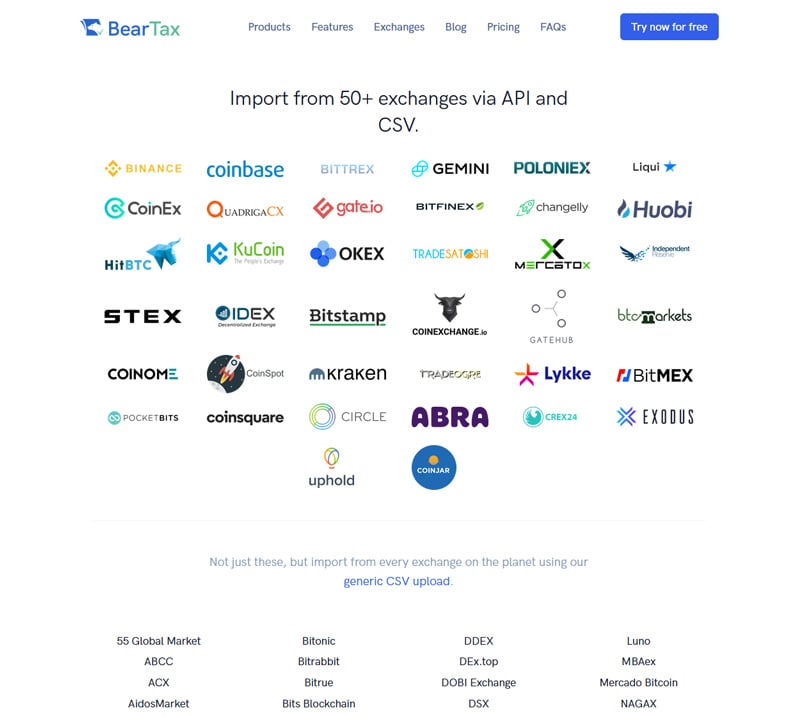 Import from 50+ exchanges via API and CSV.
