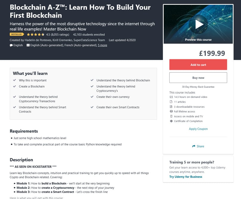 Blockchain A-Z™: Learn How To Build Your First Blockchain