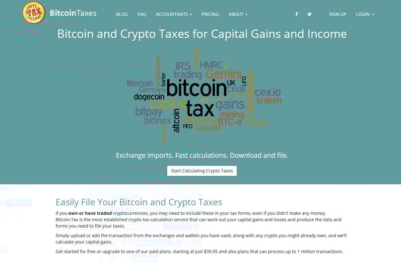 Bitcoin Taxes Homepage