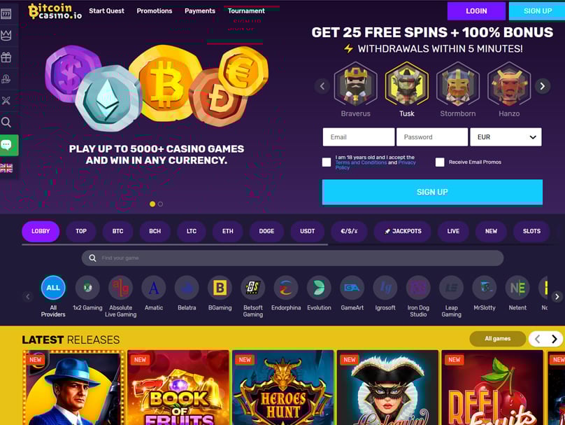 Bitcoin Casino Homepage