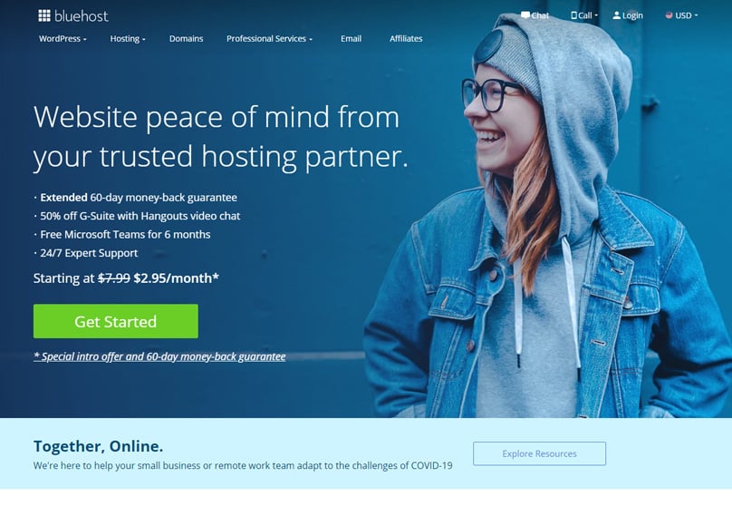 Bluehost Homepage