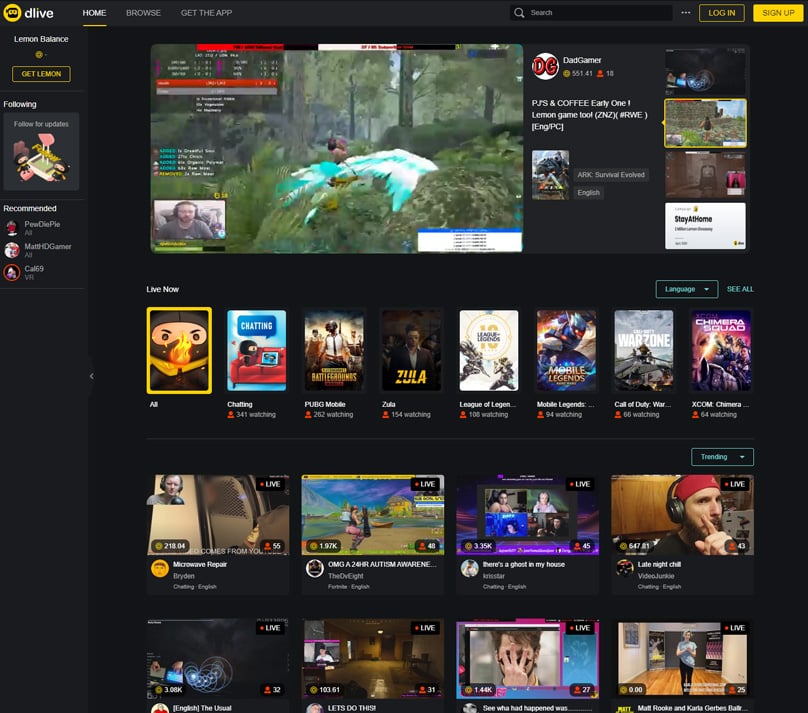 DLive Homepage