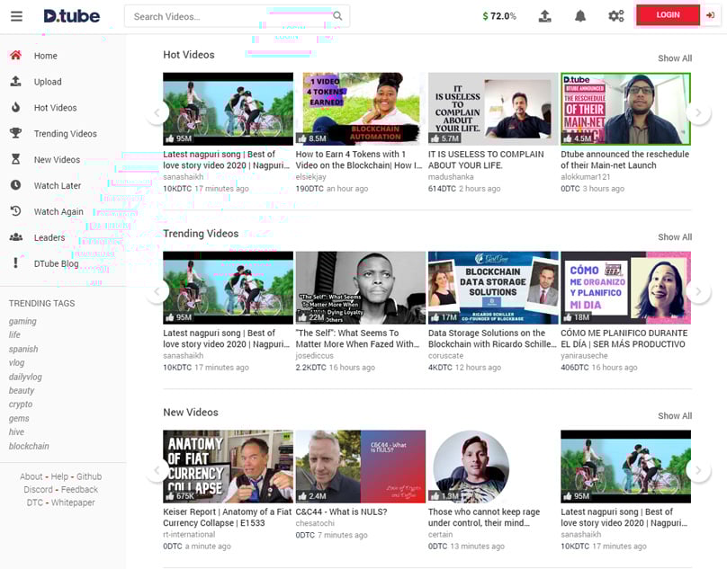 DTube Homepage