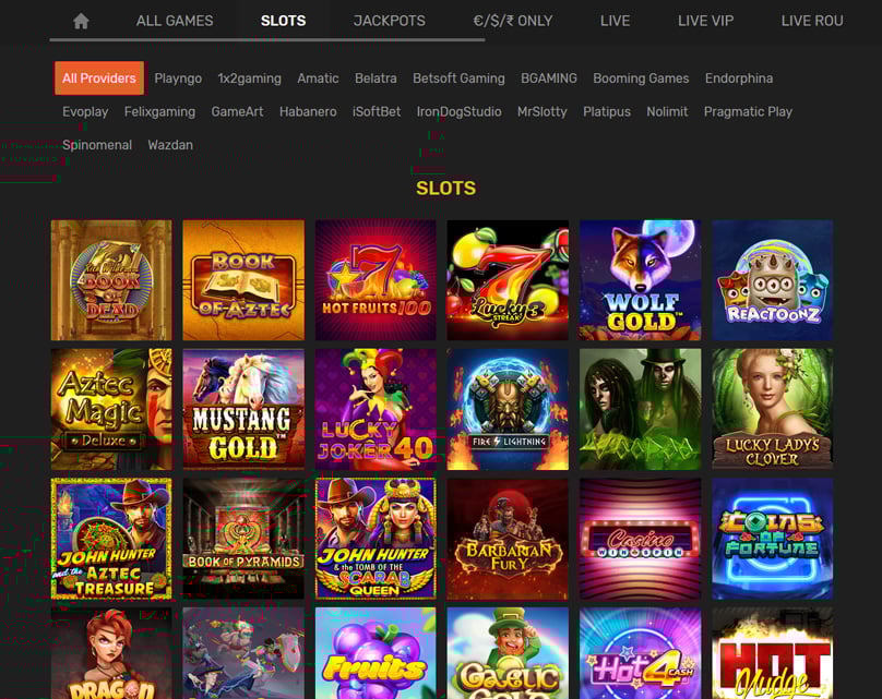Some of the slots games on offer