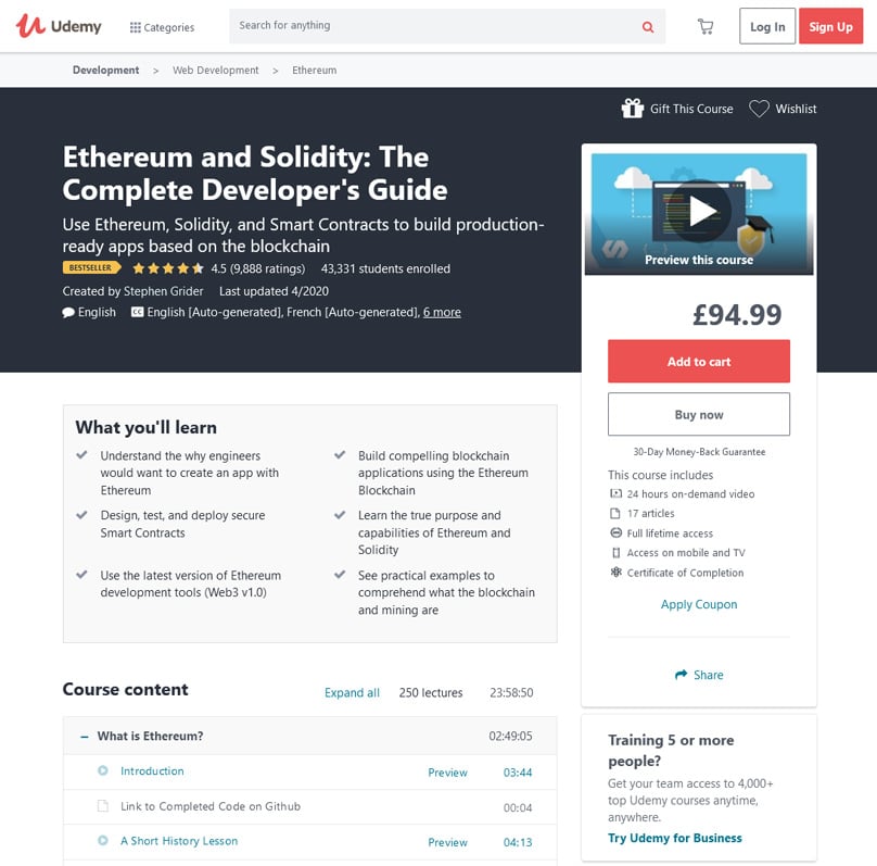 Ethereum and Solidity: The Complete Developer’s Guide