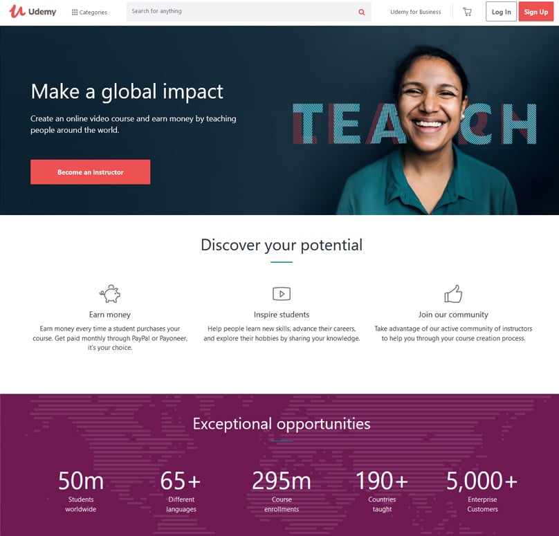 Earning potential is unlocked each time your course is purchased by a student.
