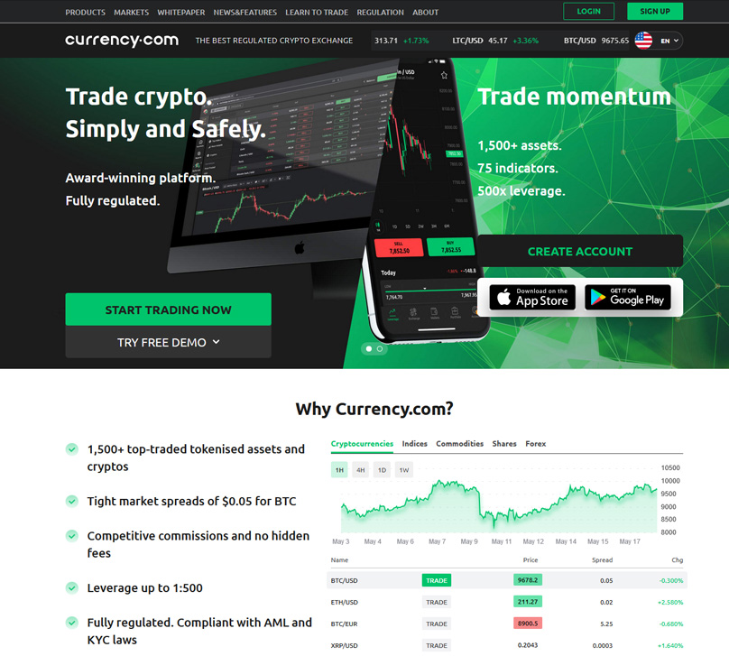 Currency.com Homepage