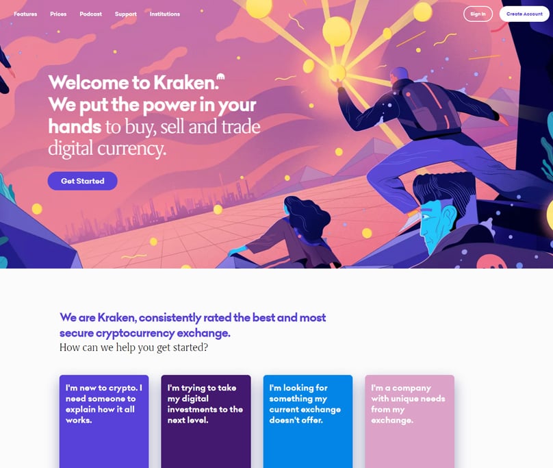 Главная страница Kraken