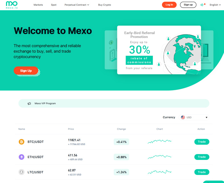The Mexo homepage