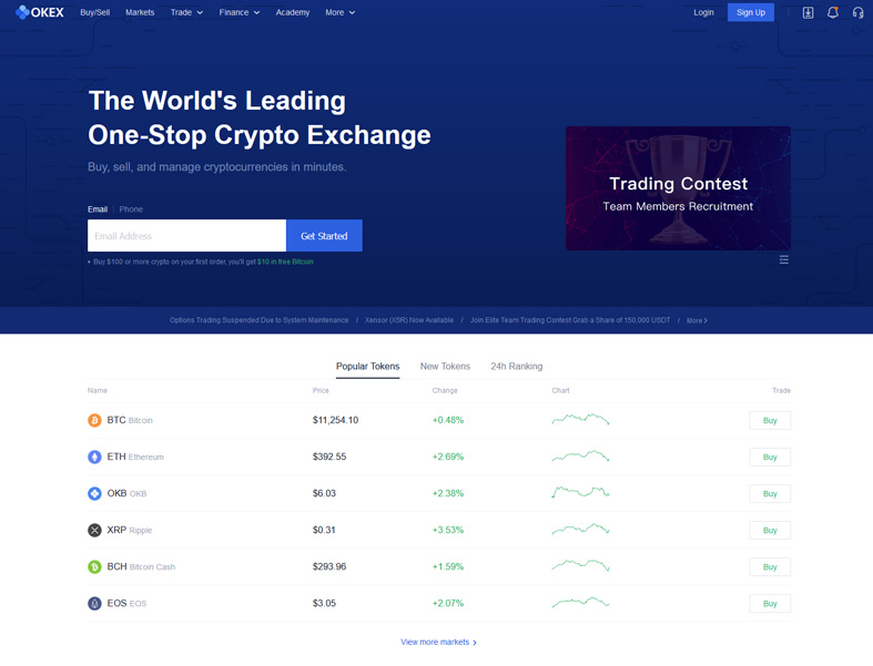 OKEx Homepage
