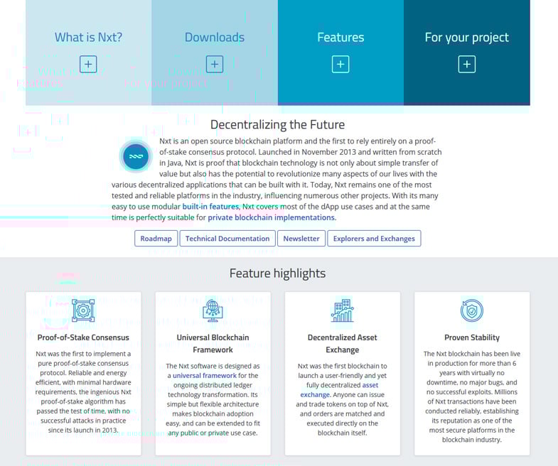 Nxt represents a blockchain platform with open-source roots.