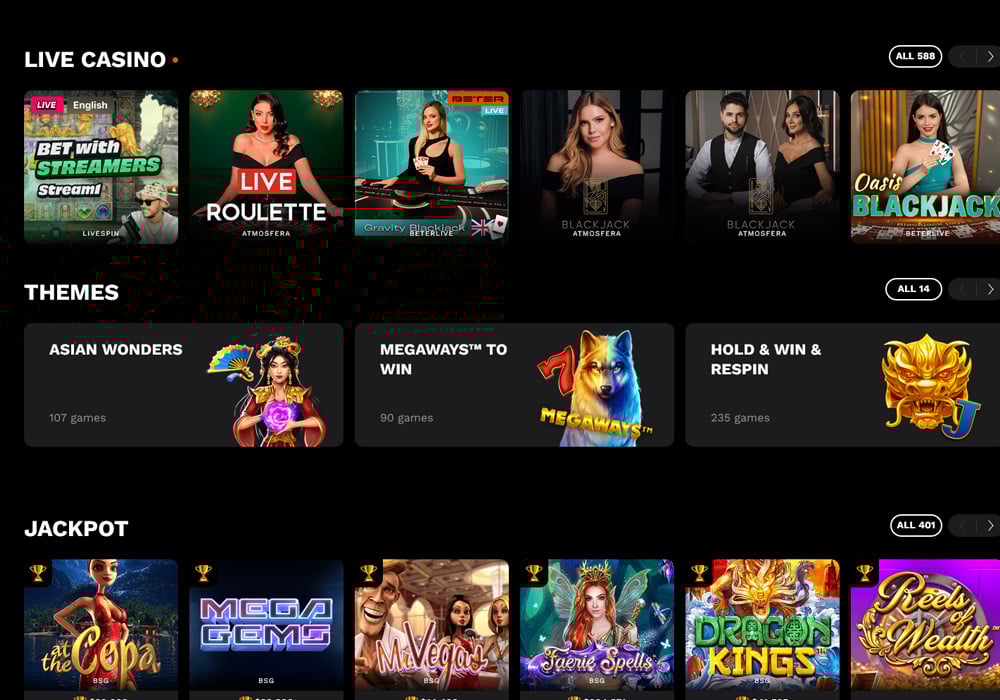 Live Casino And Jackpot