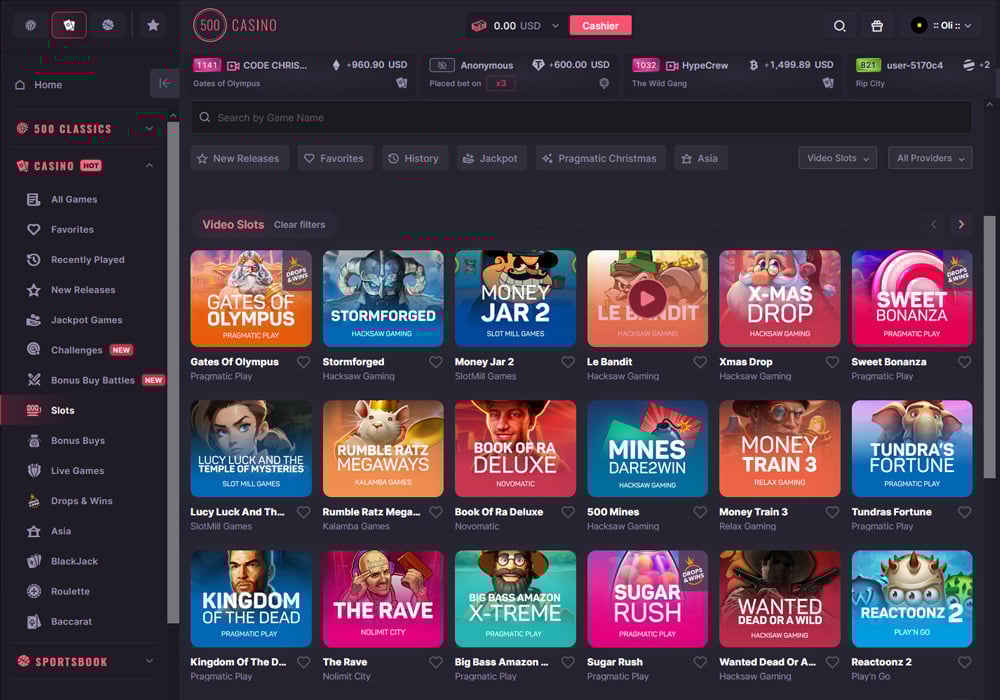 Slots at 500 Casino