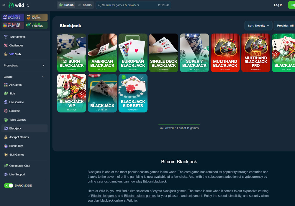 Wild.io Blackjack