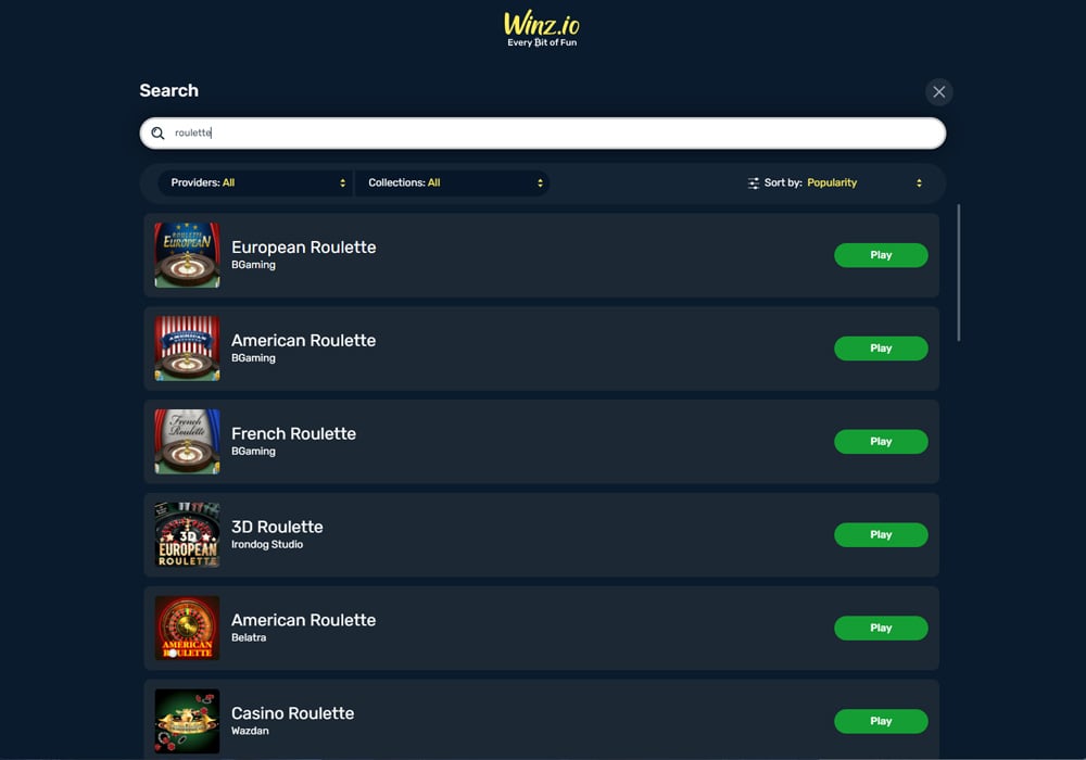 Winz Roulette