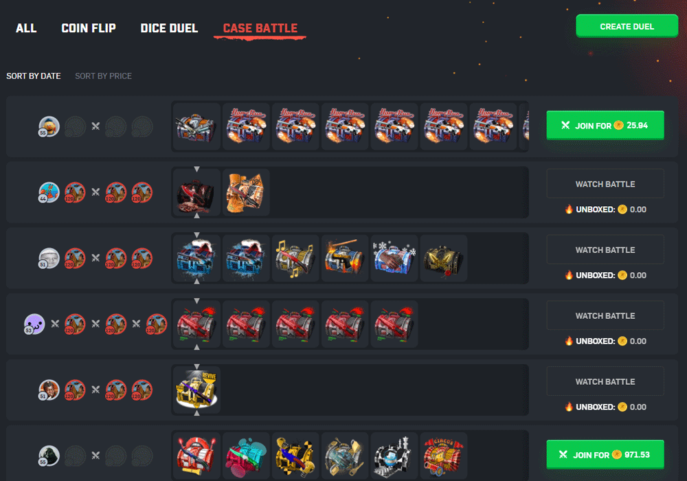Case Battles at CSGORoll