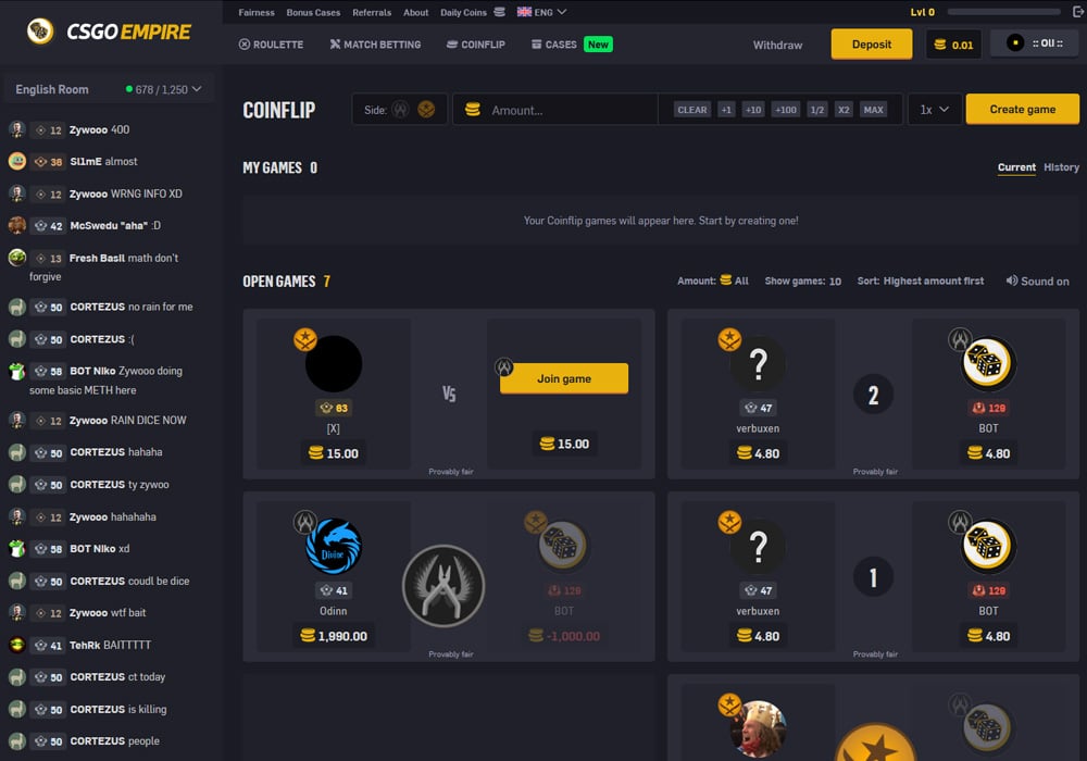 Coinflip at CSGOEmpire