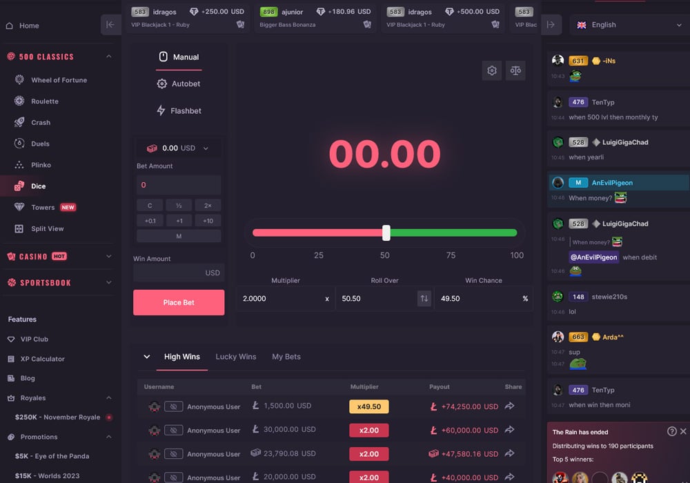Dice On 500 Casino
