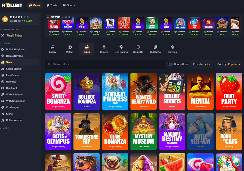 Slots at Rollbit