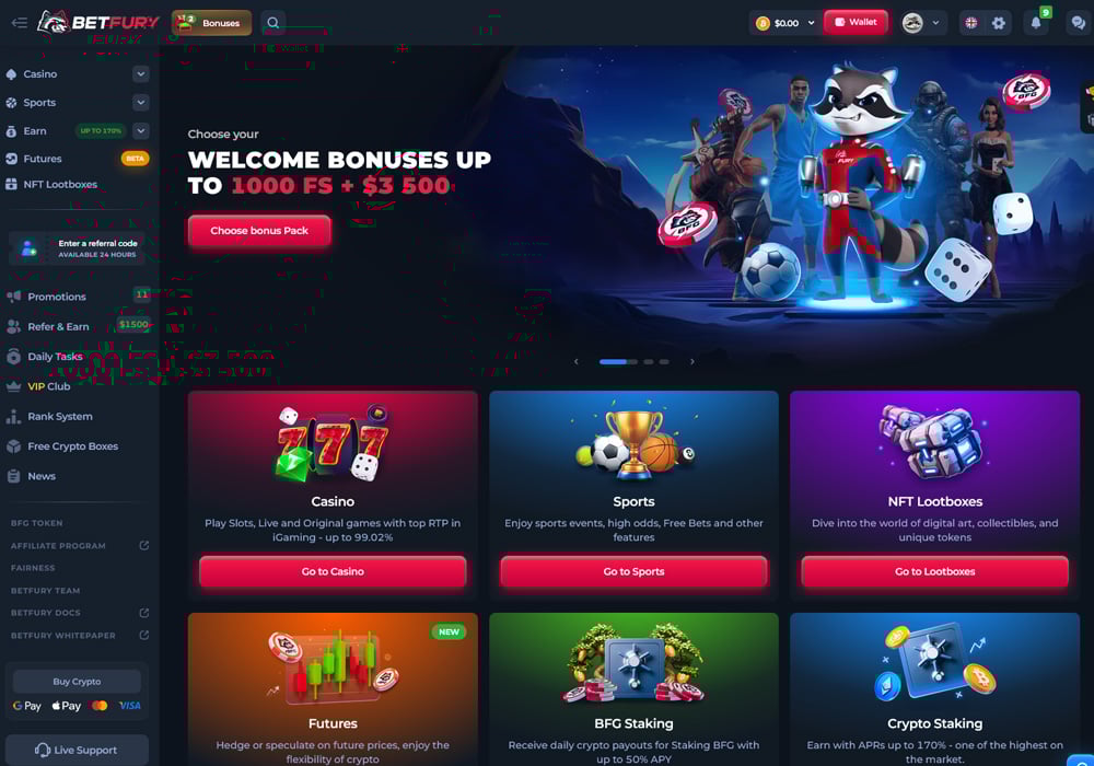 BetFury Homepage