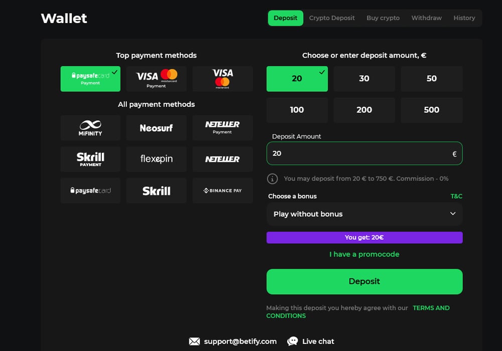 Deposit Options