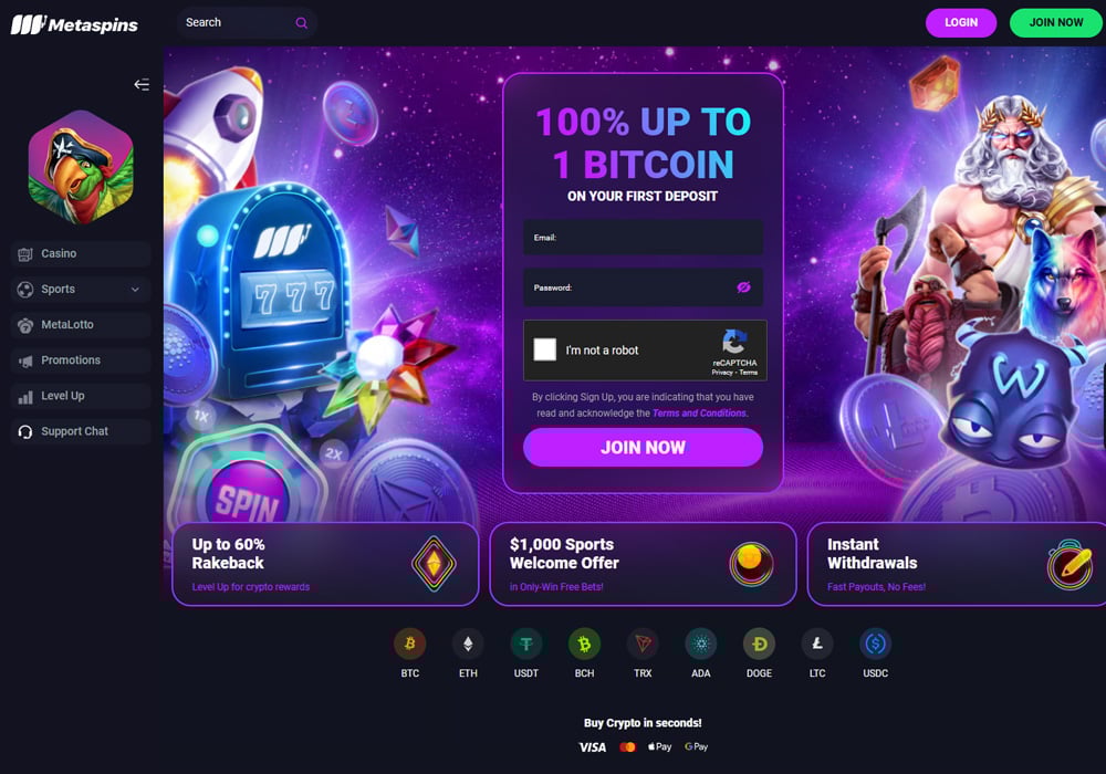Boasts over 1,000 slot games plus 70+ jackpot titles.