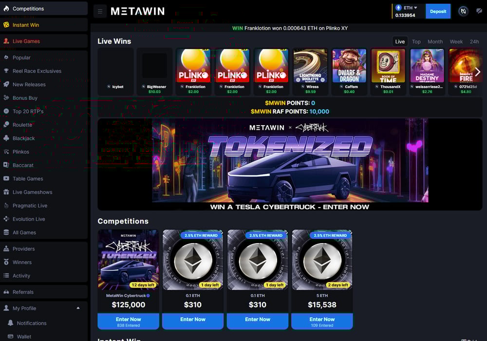 MetaWins is a premier crypto-native casino.