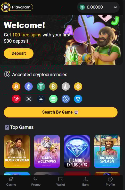 Playgram Homepage